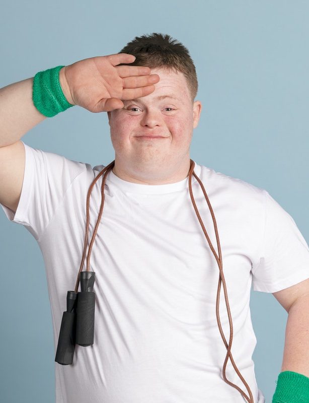 man saluting with skipping rope